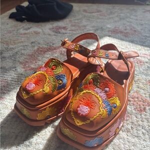 Farm Rio Embroidered Floral Sandals